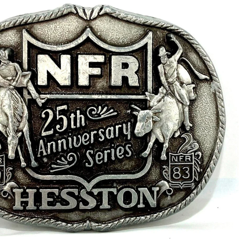 Vintage Belt Buckle 1983 NFR National Finals Rodeo Hesston 25th Anniversary USA‎